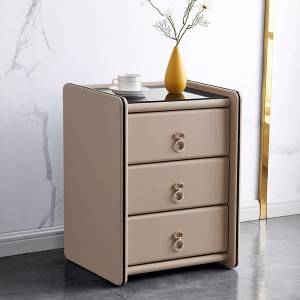 YF-H-213 Silver Furniture Faux Leather Contemporary Nightstand