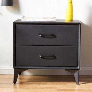 YF-H-212 h Nightstand Upholstered Bedside Table with Drawer Gold Metal Base