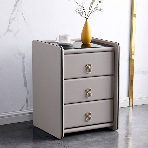 Chinese wholesale Nordic Bedside Table - YF-H-213 Silver Furniture Faux Leather Contemporary Nightstand – Yifan
