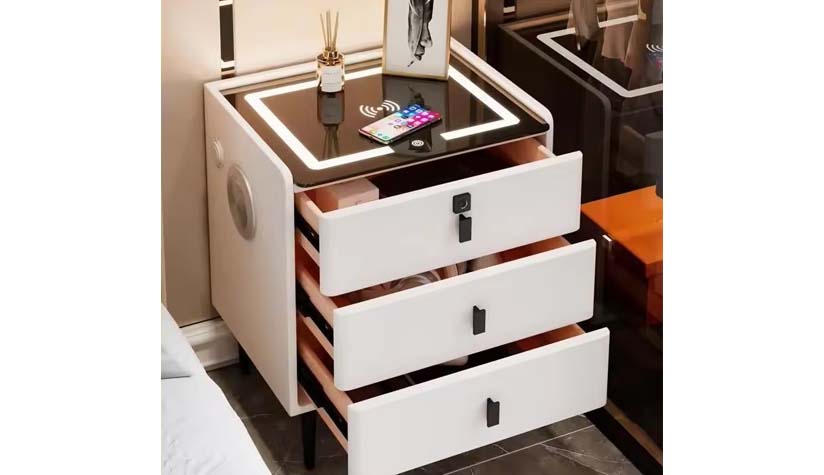 Wireless charging bedside table