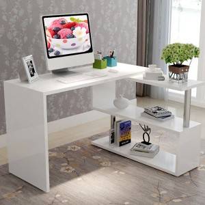 Comtemporary stylish home office computer desk l shape with open shelf