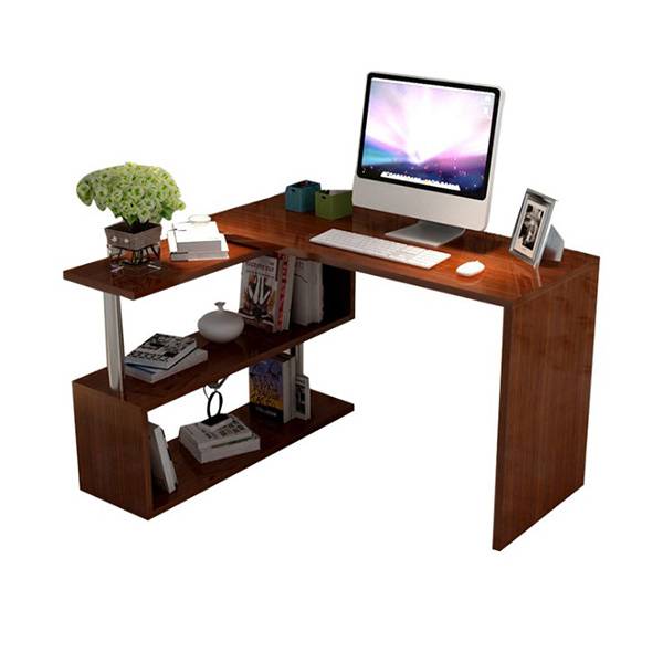 Comtemporary stylish home office computer desk l shape with open shelf Featured Image