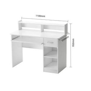 Modern compact computer desk for home office with 1 drawer, 2 open cabinet, 1 lower shelf