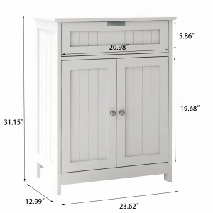 Nordic style two-door one-drawer bathroom cabinet toilet white storage locker corner cabinet