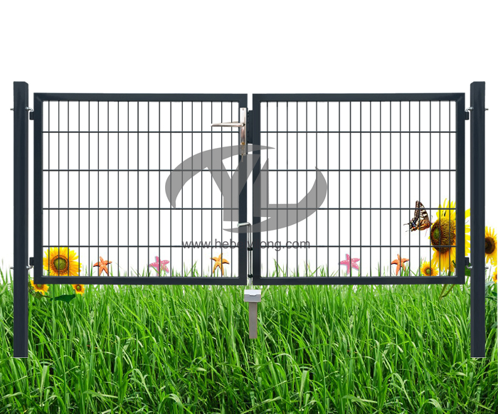 premium double garden gate with double wire mesh