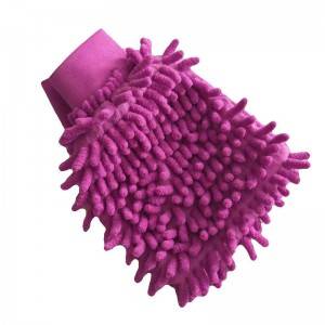 Microfiber chenille cleaning glove in solid color