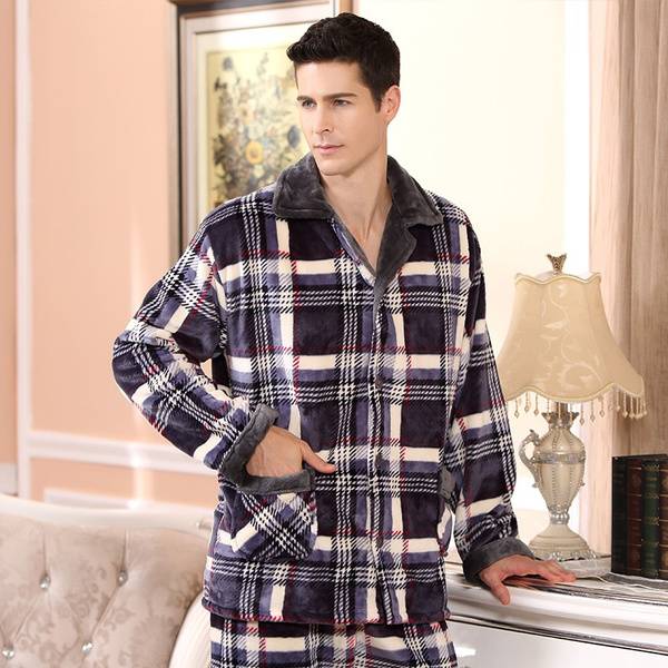 coral pajamas，pajamas for men；long sleep set (1)