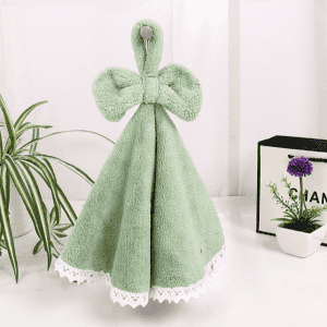 Microfiber solid dish towel with nice lace border