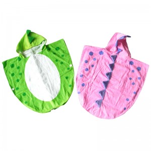 Hot New Products China Big Factory Manufacturer of Cheap Velour printed poncho with dinosaur design