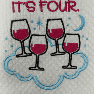 Waffle kitchen towel with embroidery  and heat transfer printing