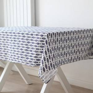 Cotton table cloth with printing and yarn-dyed