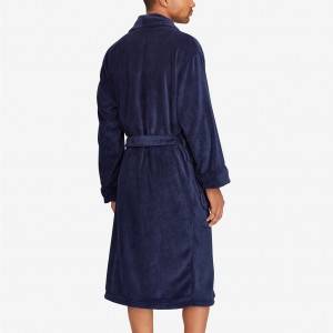 Polyester Fabric Solid Color flannel bathrobe