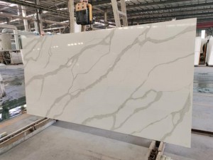 Best Selling White Calacatta Gray Veins with Gold Lines Artificial Quartz 6073