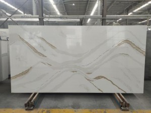 High quality Calacatta quartz slab white surface for kitchen countertop 9018
