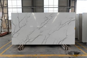 China Factory Wholesale White Calacatta Artificial Marble Engineered Quartz Stone 6204