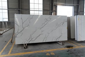China Factory Wholesale White Calacatta Artificial Marble Engineered Quartz Stone 6204