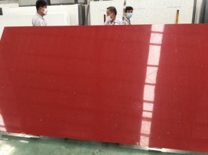 Classic Quartz Stone Slab Red Color particle slate