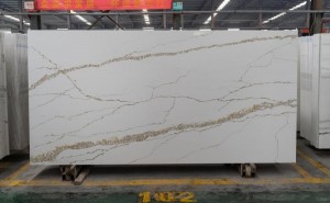 Gold Calacatta Quartz Slate China Largest Factory Engineered Stone Model 6102