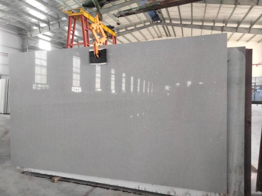 Bottom price Grey Color Artificial Quartz - Grey Quartz Jumbo Slab 3200x1600mm (126”x63”) China Factory Lowest Price – Granjoy