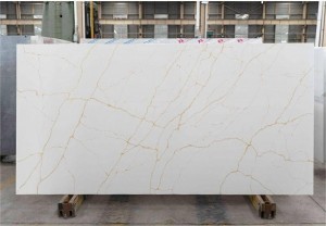 New White Gold Calacatta Quartz Stone Made in China Artificial Marble 1101