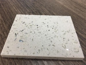 Polished surface quartz stone slab with single color  SPARKLE