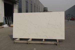 White Quartz Stone Slabs with Long Vein Artificial Stone Marble Look 4096
