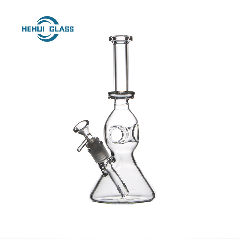 HEHUI GLASS WATER PIPE GLASS BONG WITH TRIANGLE FLASK THREE HOLES DESIGN