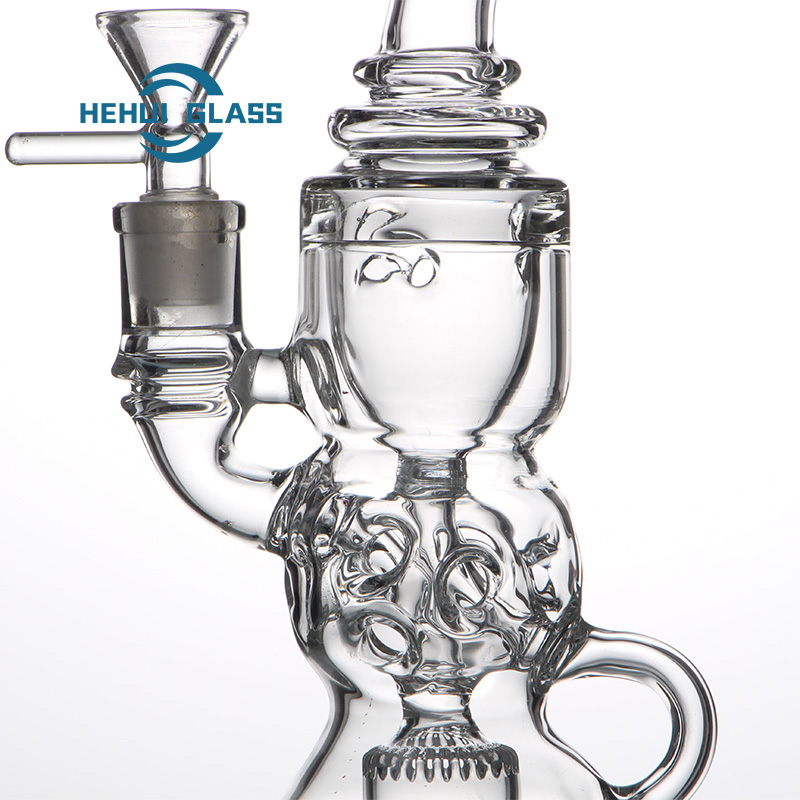 HEHUI RECYCLER GLASS WATER PIPE DAB RIGH WITH ROUND STABLE BASE