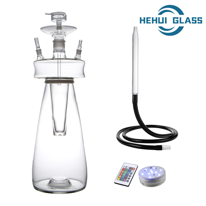 HEHUI GLASS Tall UFO Led Glass Hookah with Big Size Glass Vase Stand