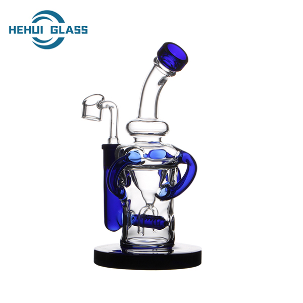 Original Blue Glass Recycler Water Pipe Bubble Glass Bong