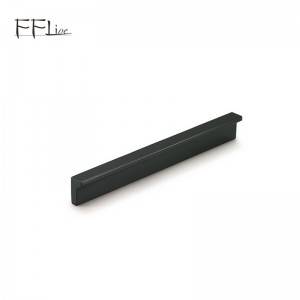 Black Lacquered Aluminum Profile Furniture Kitchen Cabinet Drawer Handles