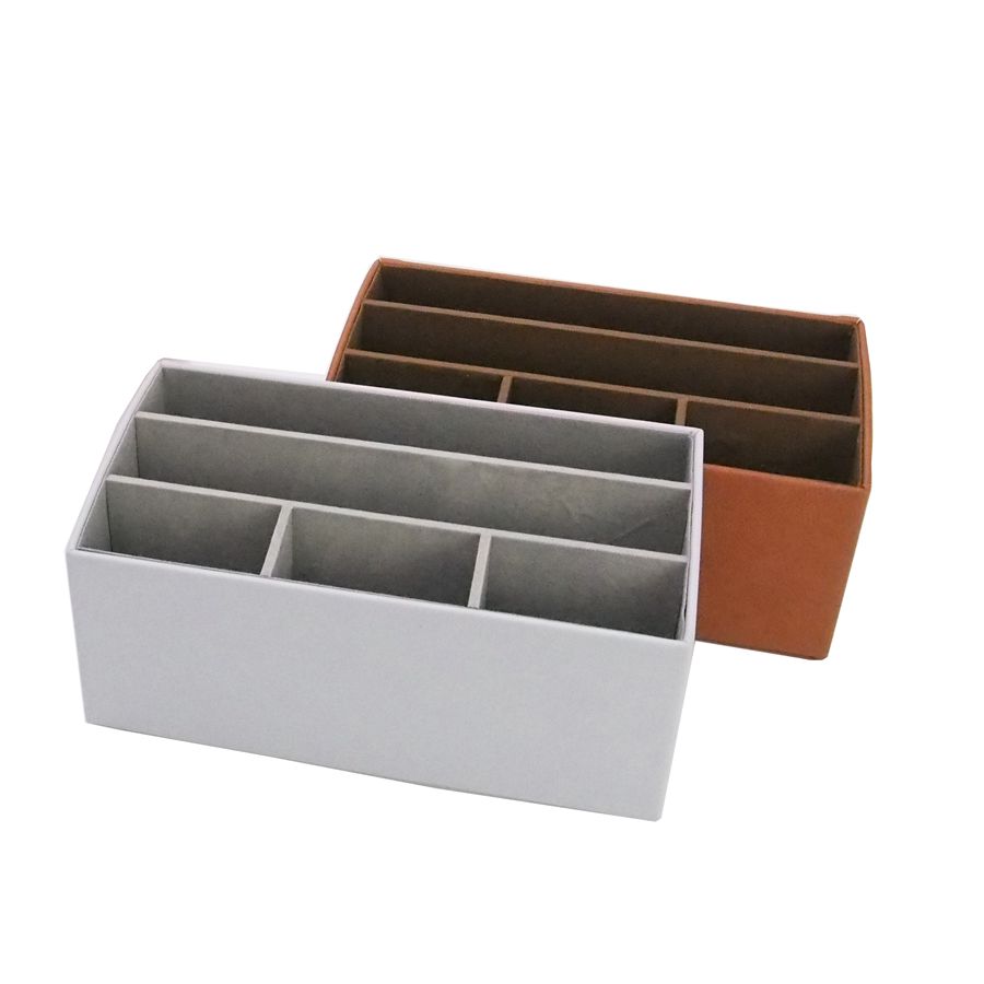 Custom Multifunctional Home PU Leather Desktop Storage Box For Living Room Table