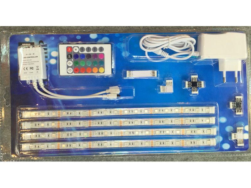 LED Strip Light Set 4PCSX30CM 5050 led strip light single color+adaptor+connectors RGB+controller+adaptor+connectors