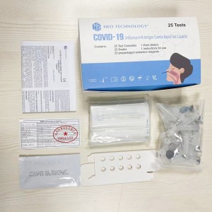 Kit de teste rápido combinado COVID-19/Influenza A+B Ag