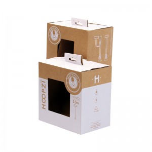 Natisnjen logotip z belim dizajnom na kraft biorazgradljivi rjavi embalažni škatli iz bele valovite škatle Set za kabel z oknom