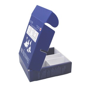 Blue Tuck Front Paper Box pẹlu funfun corrugated pin