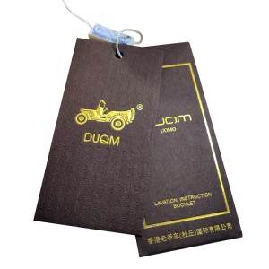 I-OEM Hot-stamping Gold Bio-degradable Recyclable Paper Board Clothing Tag