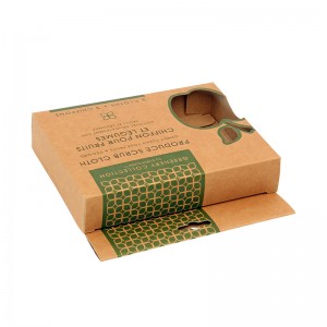 Caja pequeña de papel Kraft marrón con ventana recortada y orificio europeo