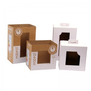 Logo Printed White design on Kraft Bio-Degradable brown Sleeve white conrugated packaging box Set for Cable with Winddown
