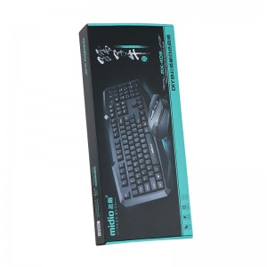Schwarze Wellpappe-Verpackungsbox mit einsteckbarer Vorderseite für die Tastatur