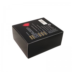 सौंदर्यप्रसाधनांसाठी ब्लॅक प्रिंटिंग हॉट स्टॅम्पिंग गोल्डन रेड प्रिंट पेपर गिफ्ट बॉक्स