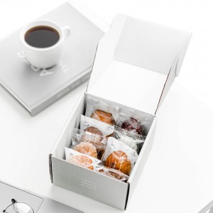Egyedi elvihető doboz fehér hullámkarton sütemény édes desszert csomagoló doboz