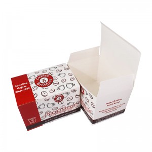 C1S Cutie de ambalaj din hârtie imprimată albă pentru prăjituri de cafea, ceai