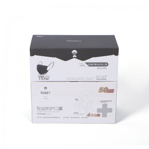 China Manufacturer OEM Logo Recyclable 400gsm White Paper Double Lids with Window Self-forming Bottom Tear line Mask Box for 50pcs