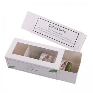 Factory OEM Design Drawing Type Food Grade Biodegradable Paper Packaging Take away Gift Cake Box na may PVC na window Bag