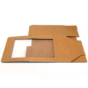 茶色のクラフト紙箱の透明なPET窓再生紙の帽子の包装