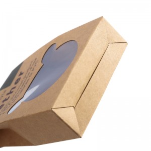 Caja de cartón de papel marrón Kraft reciclable con impresión de logotipo con ventana de PVC