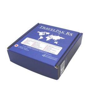 Blue Tuck Front Paper Box with white corrugated divider