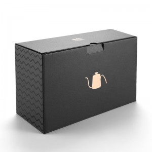 Juodas logotipas Auksinė gofruoto kartono dėžutė arbatos puodui