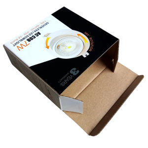 C Melna bieza gofrēta papīra kastīte Tuck Top Product Box B-flute LED iepakojums